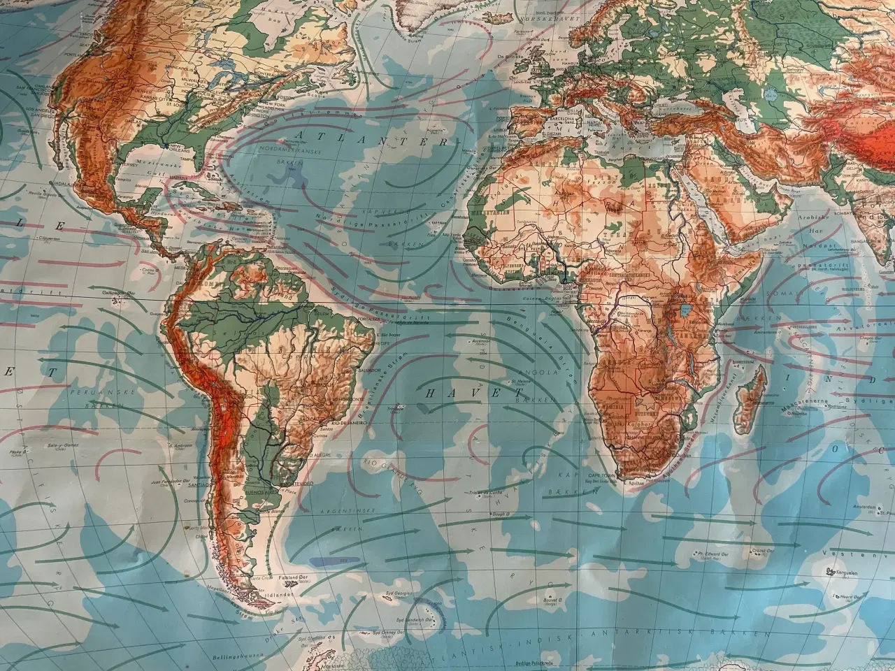 Billede 1 - Gammelt verdenskort fra skole