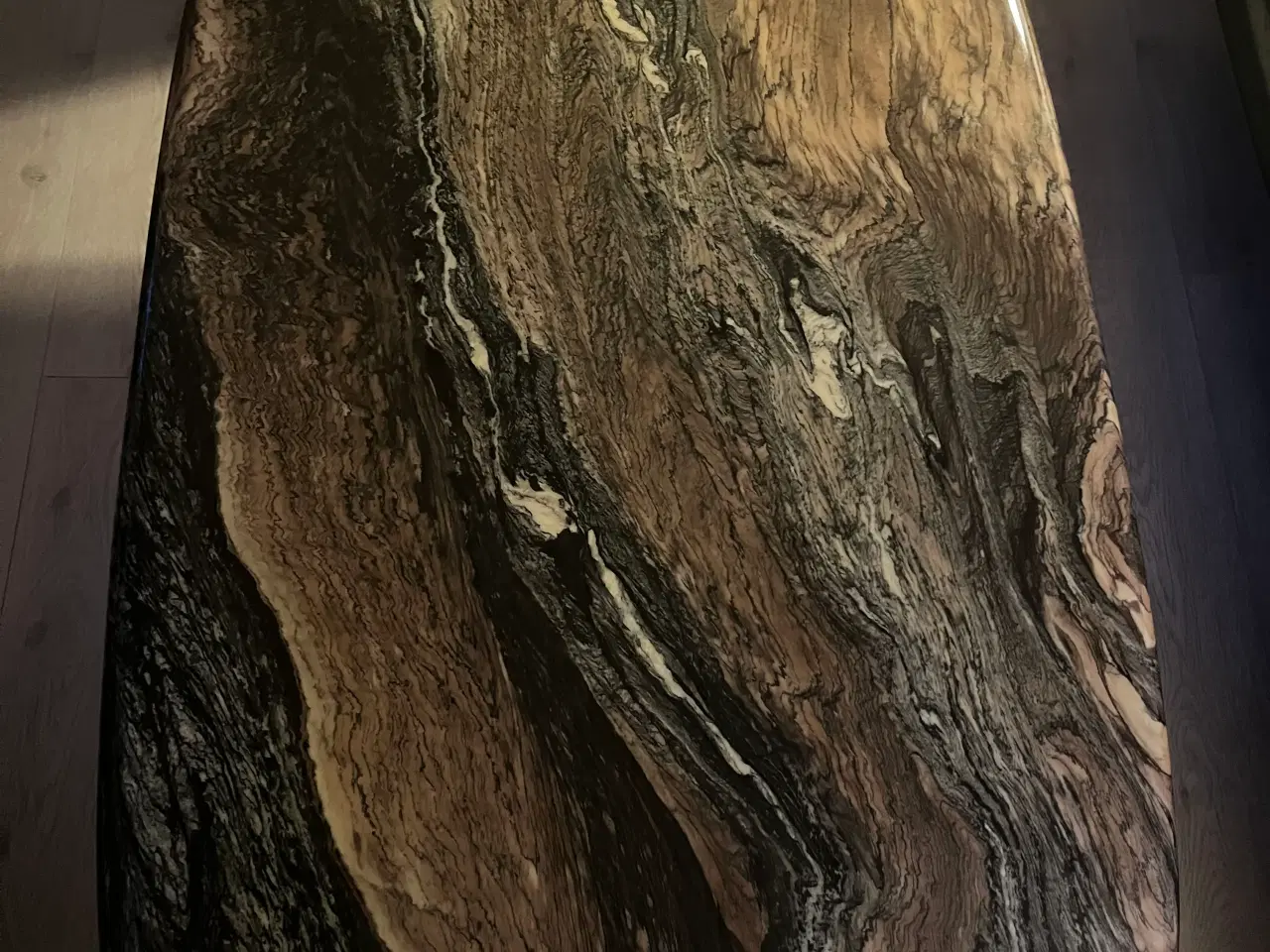 Billede 1 - Sofabord, marmorplade og ben af mørkt træ