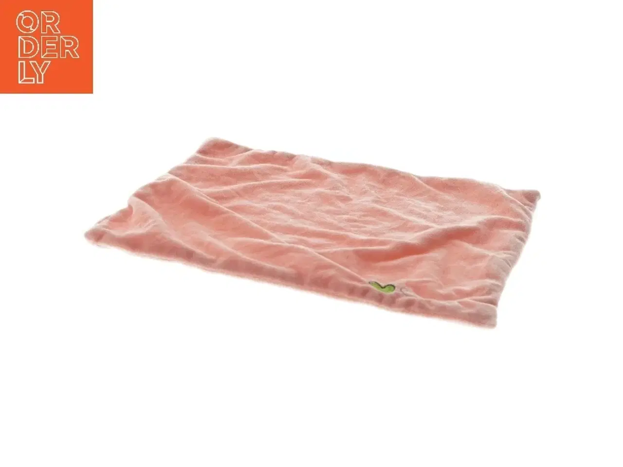 Billede 4 - Lyserød stofklud med hjertebroderi (str. 30x27 cm)