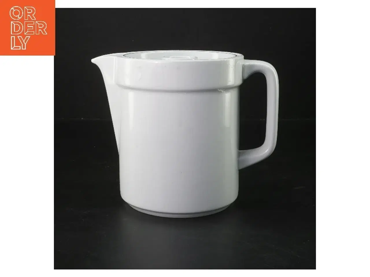 Billede 1 - Hvid kande med låg fra blå kant (str. 15 cm)