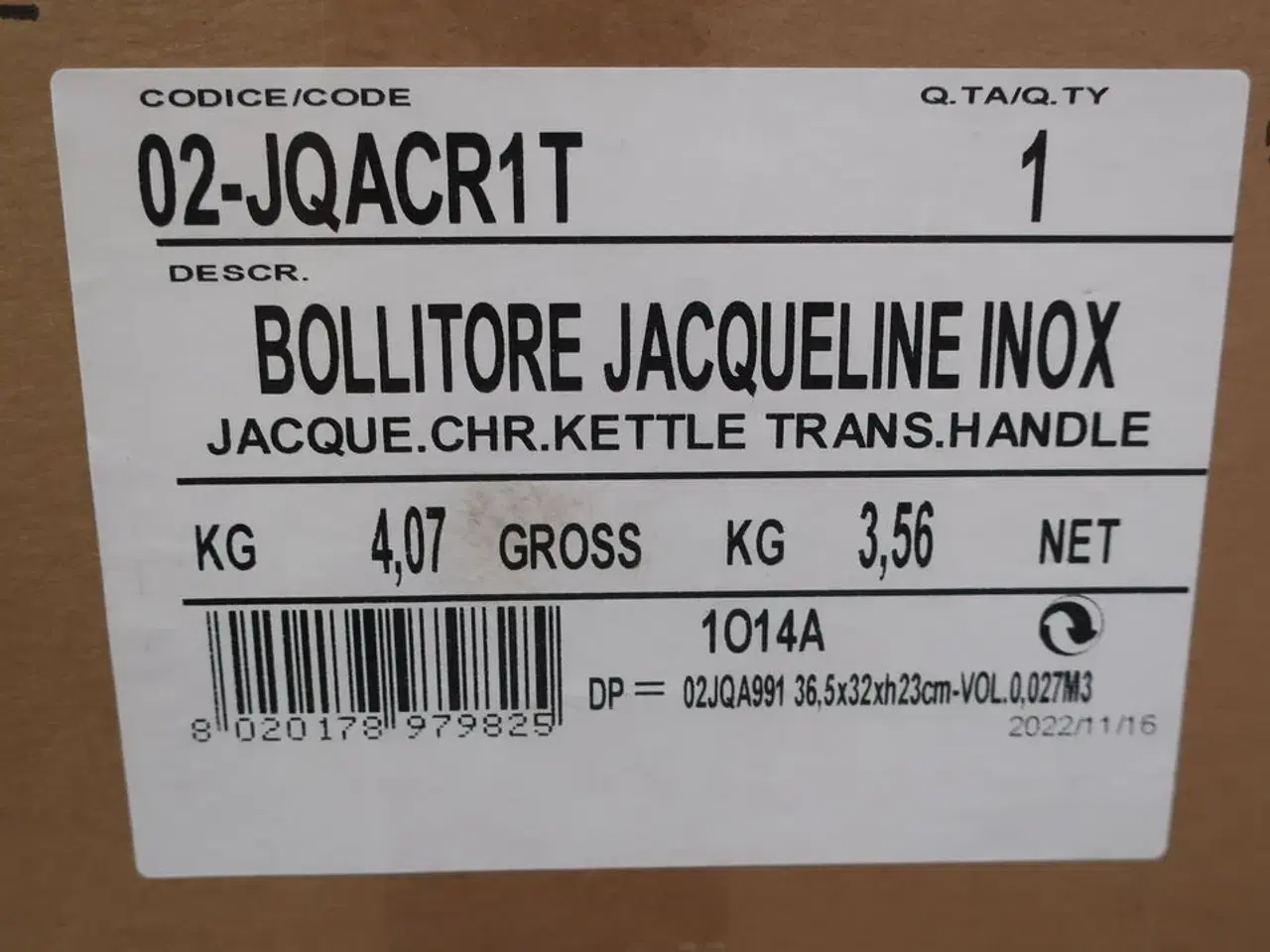 Billede 3 - El-keddel BUGATTI JAQUELINE 02-JQACR1T med transparant håndtag