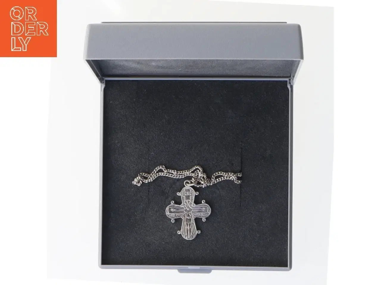 Billede 2 - Sølvkæde med korsvedhæng (str. 36 cm)