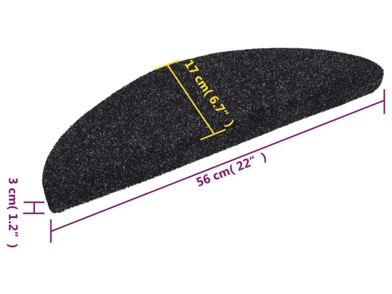 Billede 8 - Trappemåtter selvklæbende 15 stk. 56x17x3 cm sorte halvrunde
