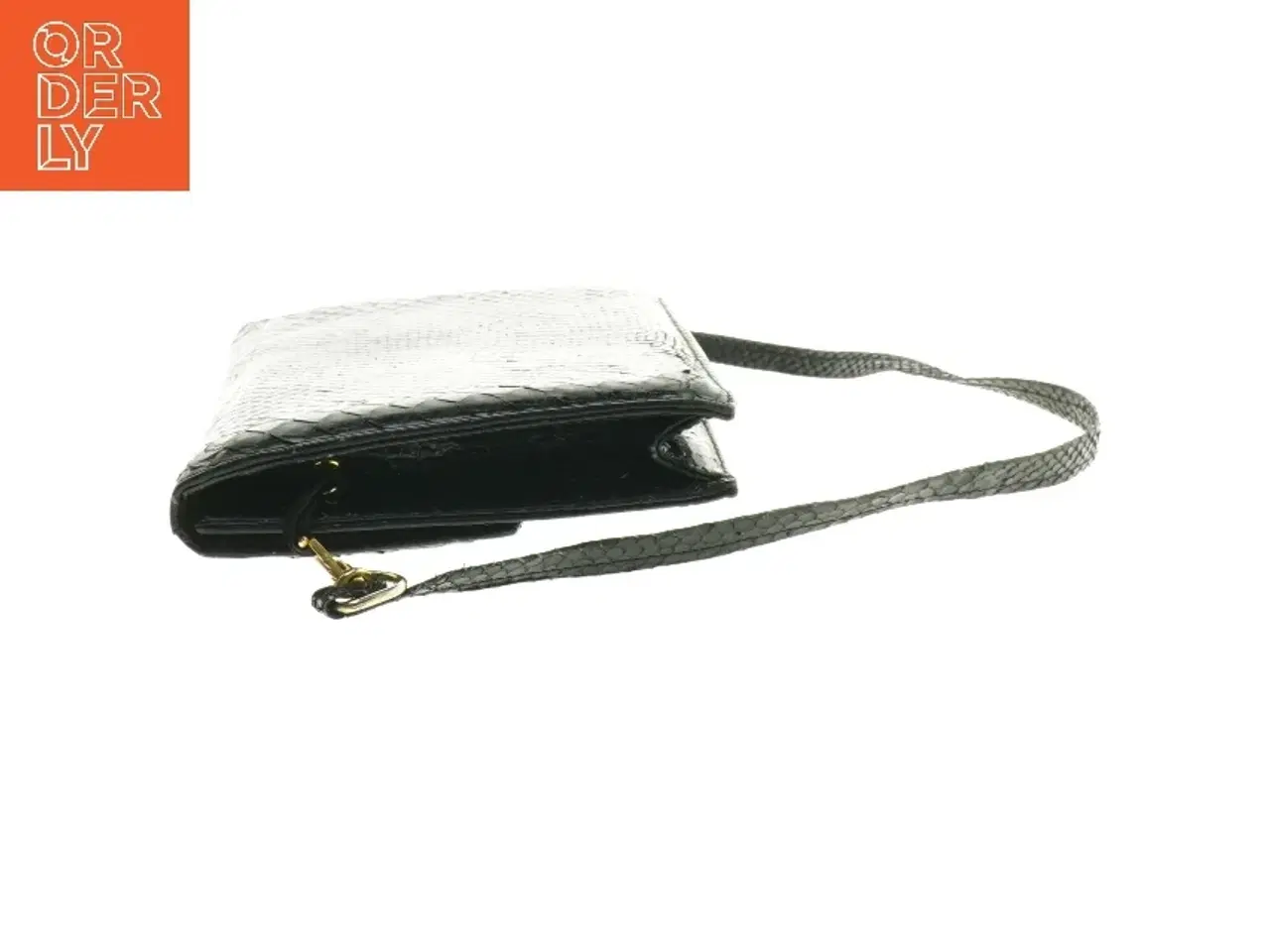 Billede 3 - Sort slangeskindstaske/clutch (str. 25 x 16,5 cm)