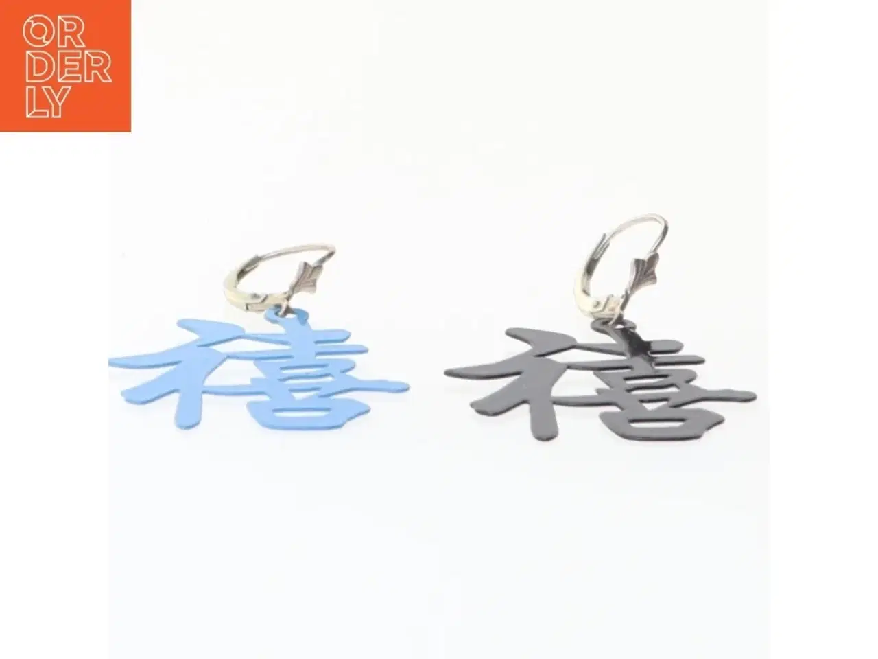Billede 2 - Kinesiske tegn øreringe (str. 3,5 cm)
