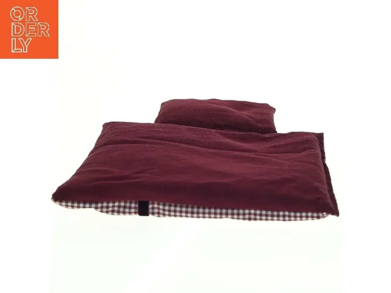 Billede 4 - Pude sæt i bordeaux og ternet mønster (str. 26 x. 21 cm. 15 x. 12 cm)