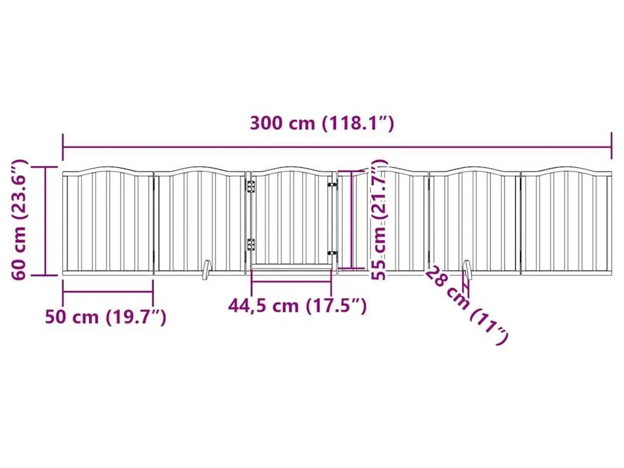 Billede 11 - Hundelåge med dør 6 paneler 300 cm poppeltræ