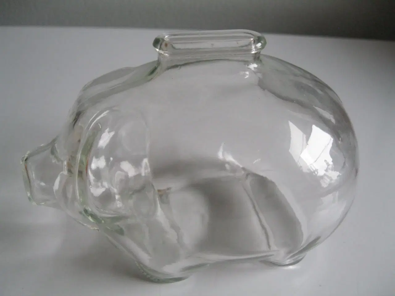 Billede 1 - Glasgris sparebøsse presset glas