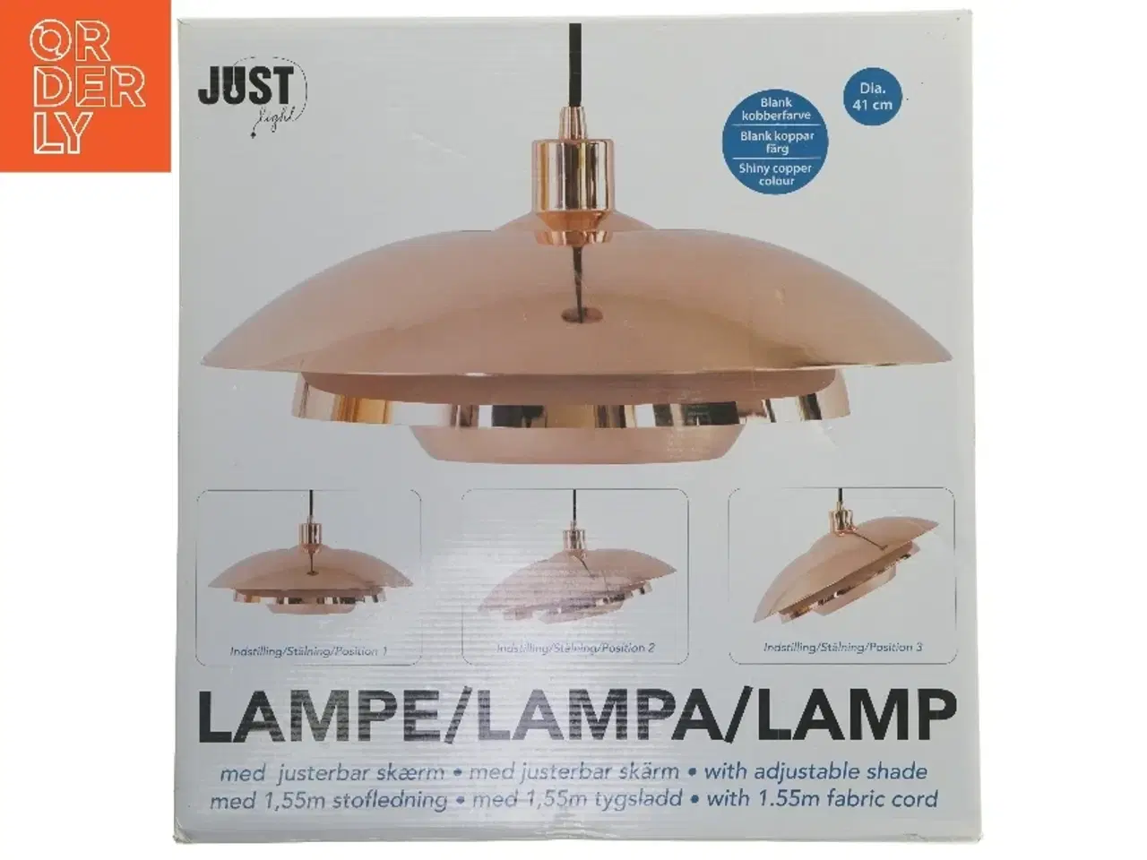 Billede 1 - Kobberfarvet pendellampe fra Just Light (str. Ø 41 cm)