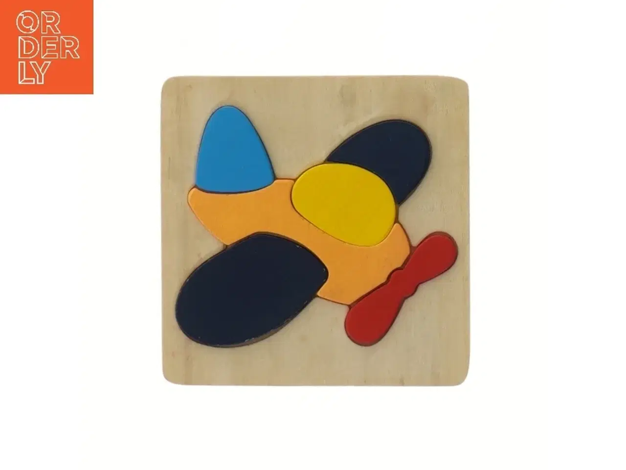 Billede 1 - Træpuslespil med flyvemaskinemotiv (str. 15x15 cm)