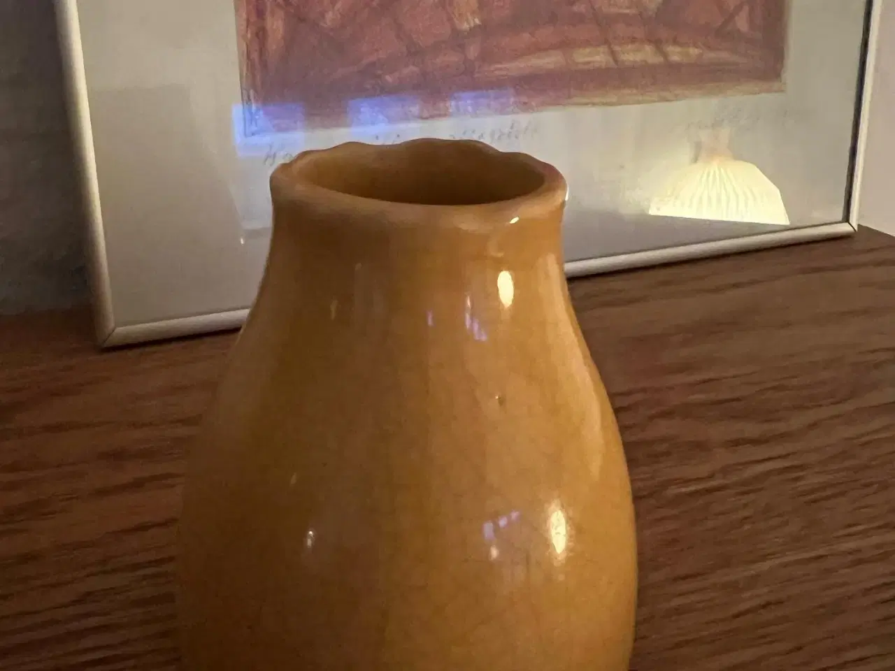 Billede 1 - Smuk gul keramik vase