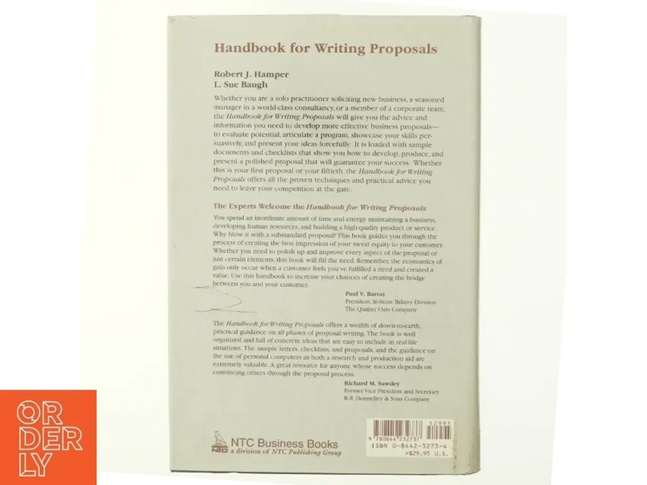 Billede 3 - Handbook for Writing Proposals af Robert J. Hamper, L. Sue Baugh (Bog)