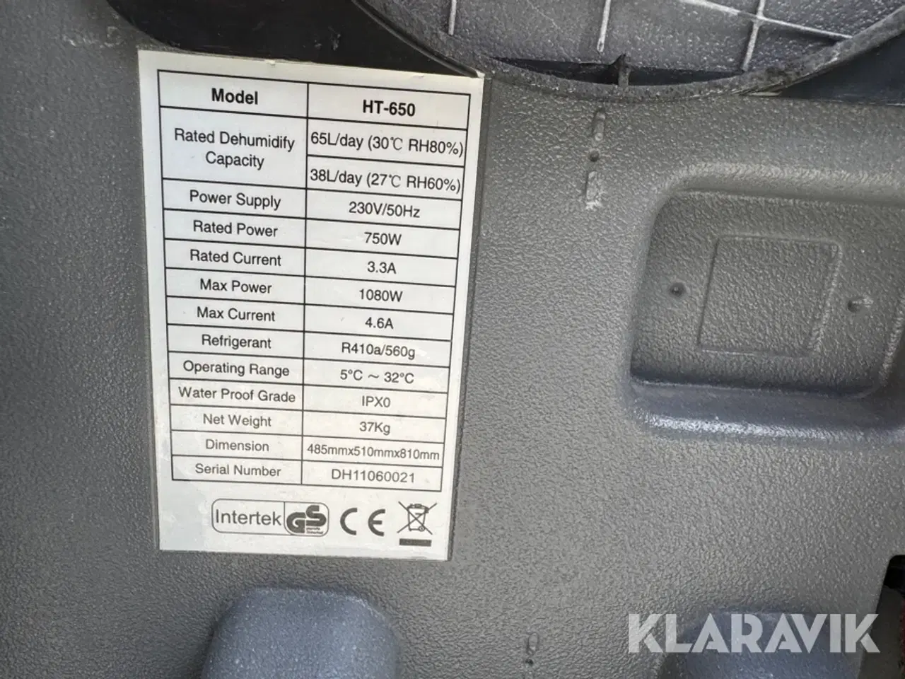 Billede 2 - Affugter Intertek Ht650
