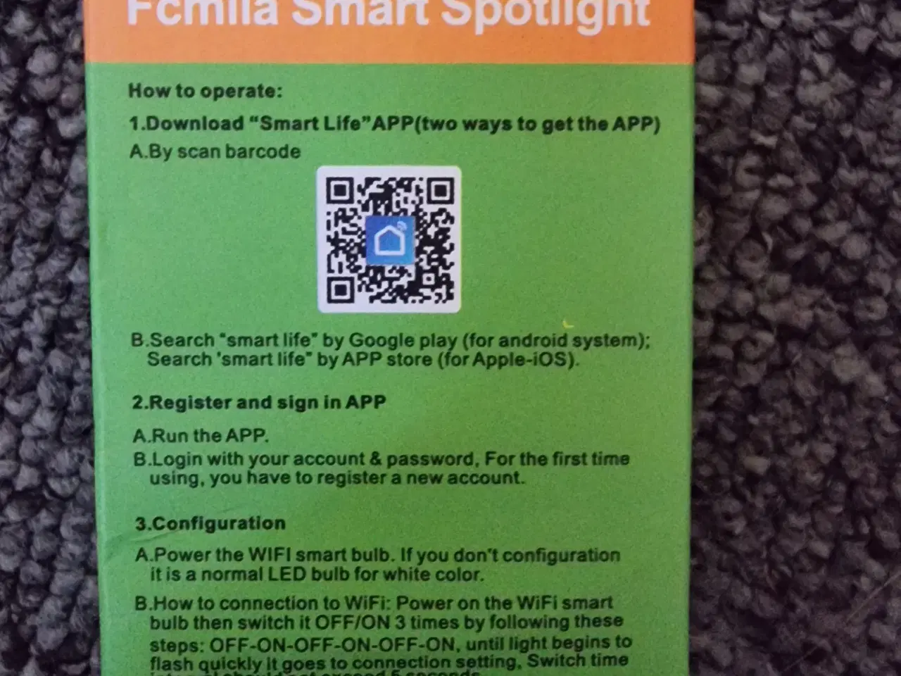 Billede 2 - WiFi Fcmila Smart Spotlight 