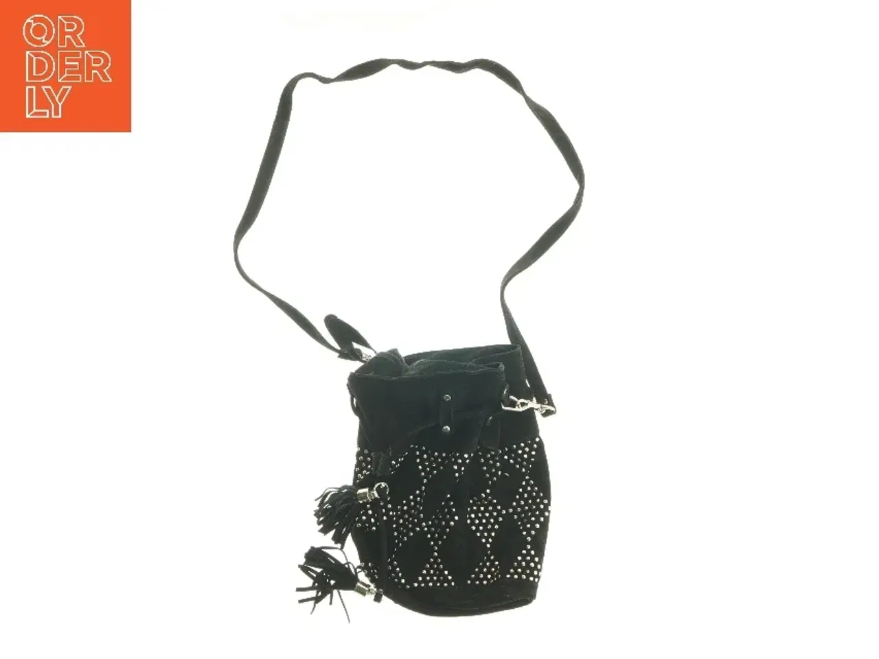 Billede 1 - Sort skuldertaske med nitter (str. 36x28 cm)