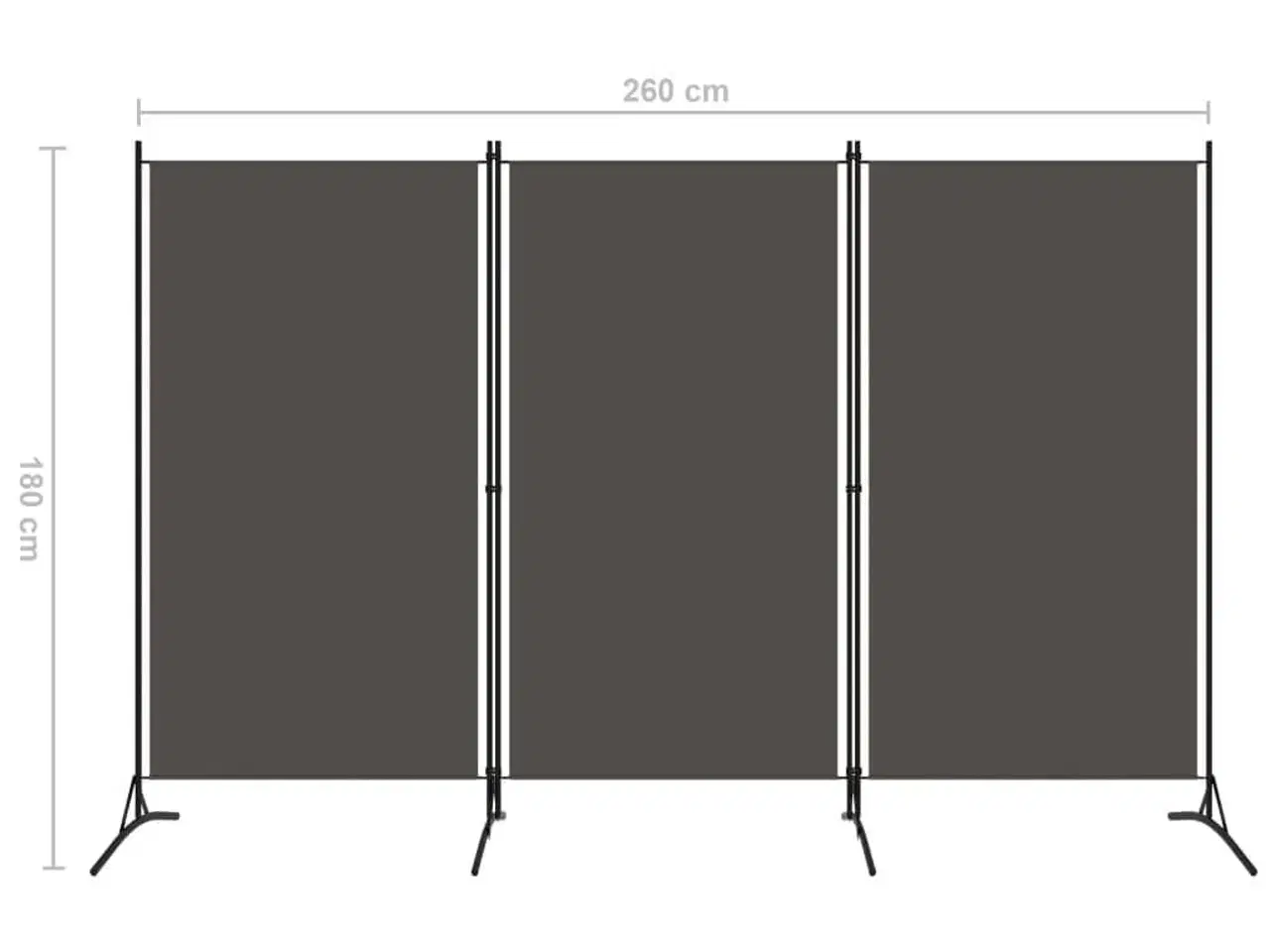 Billede 5 - 3-panels rumdeler 260 x 180 cm antracitgrå
