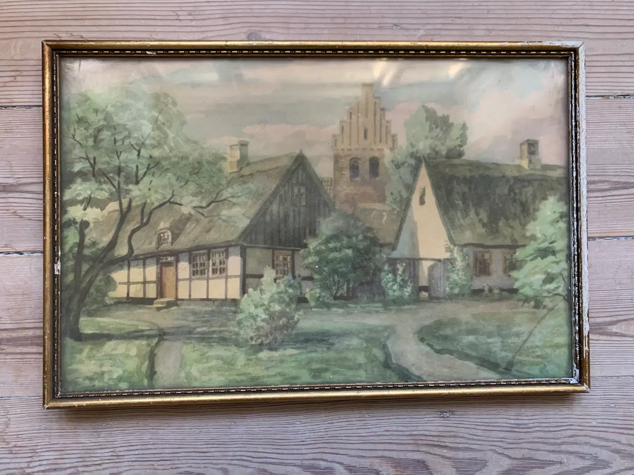 Billede 1 - En akvarel, en antikvitet, i naturalistisk stil