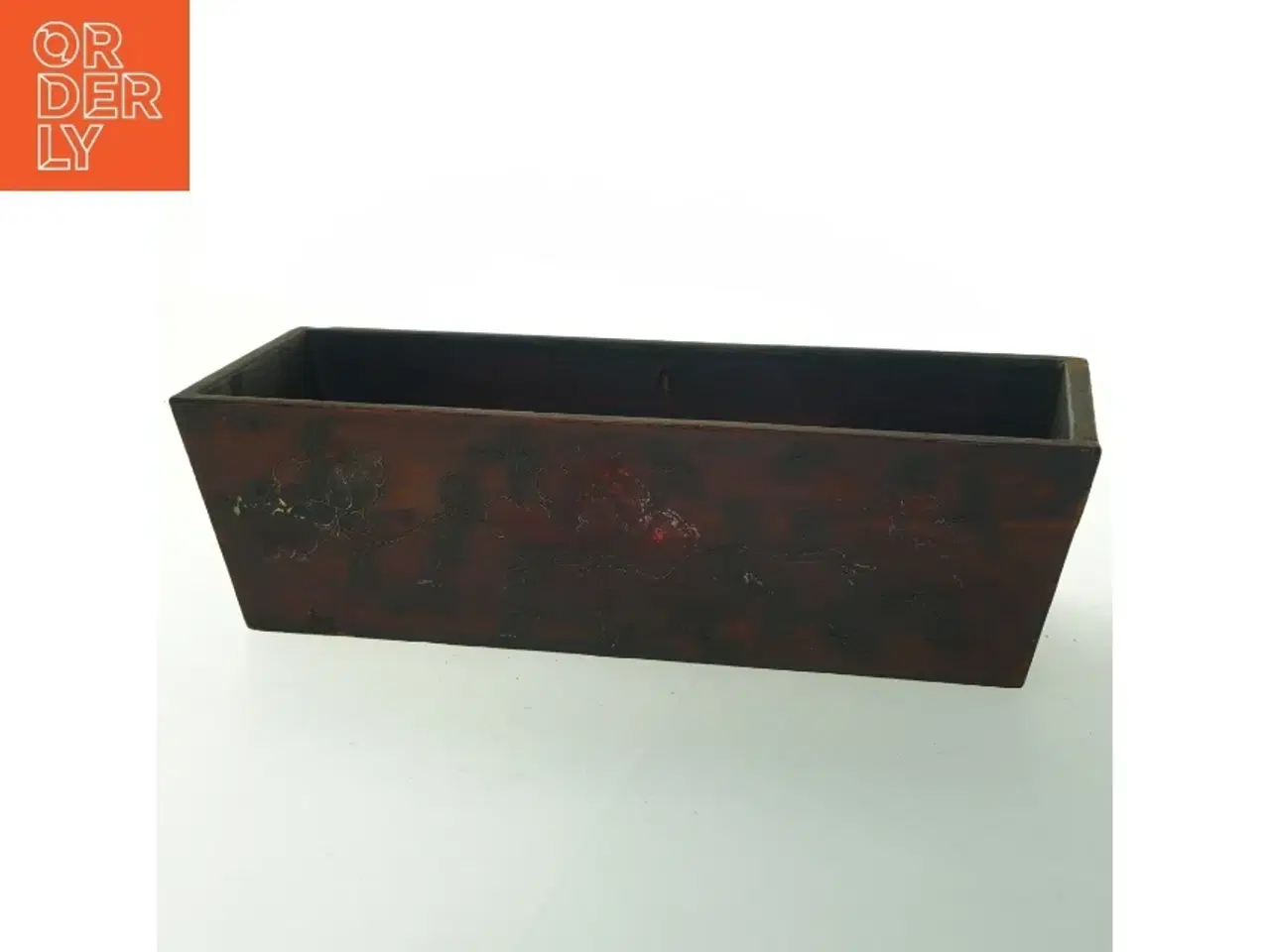 Billede 4 - Antik blomstret træ kasse (str. 34x14 cm)