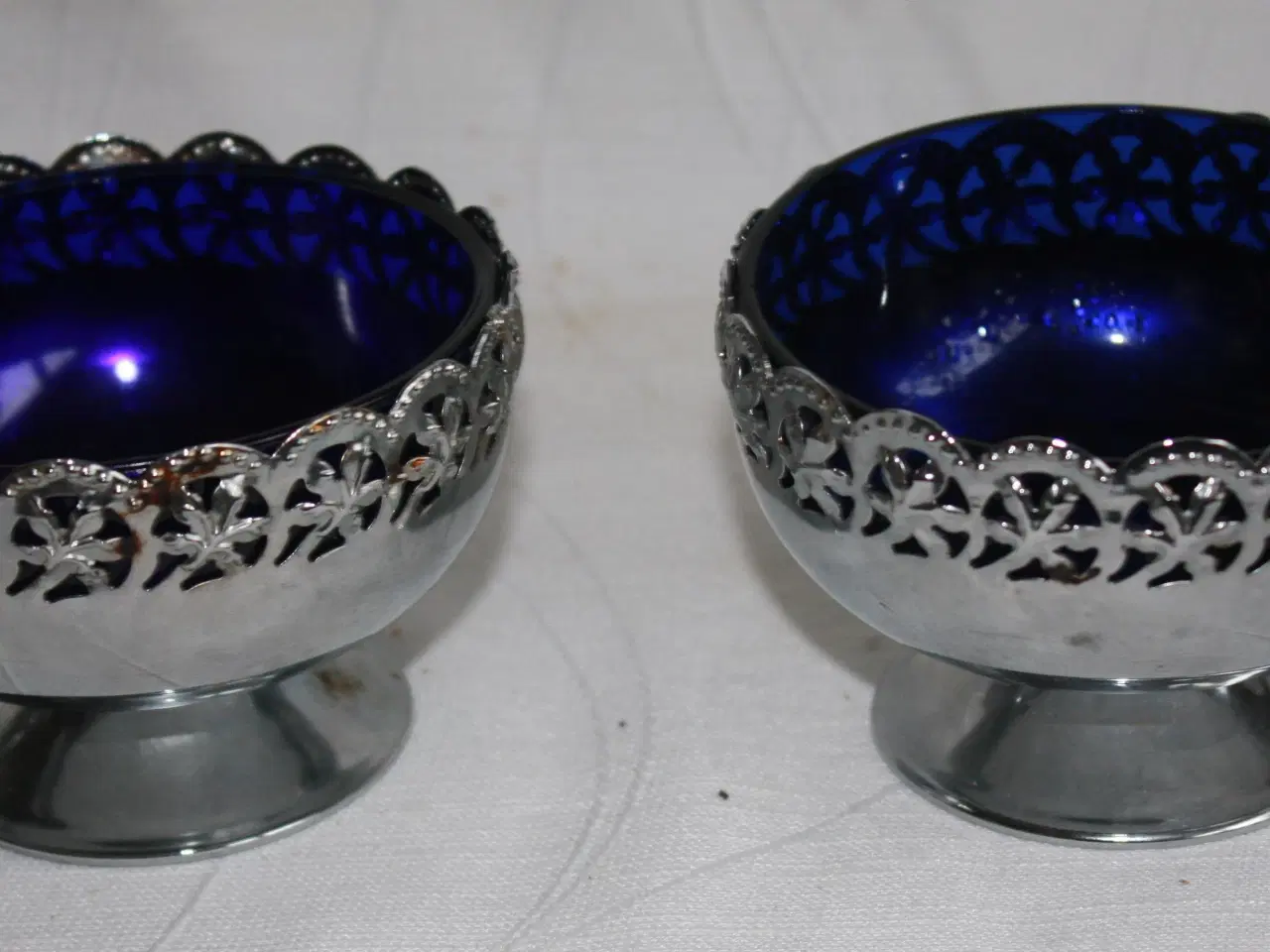 Billede 2 - Kandisskåle med blå glas indsats