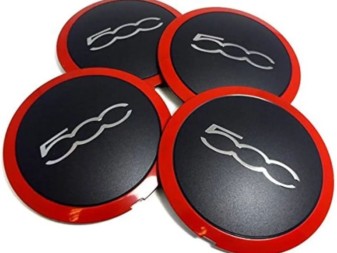 Billede 7 - Fiat 500 Centerkapsler i sort m. rød kant & krom 5