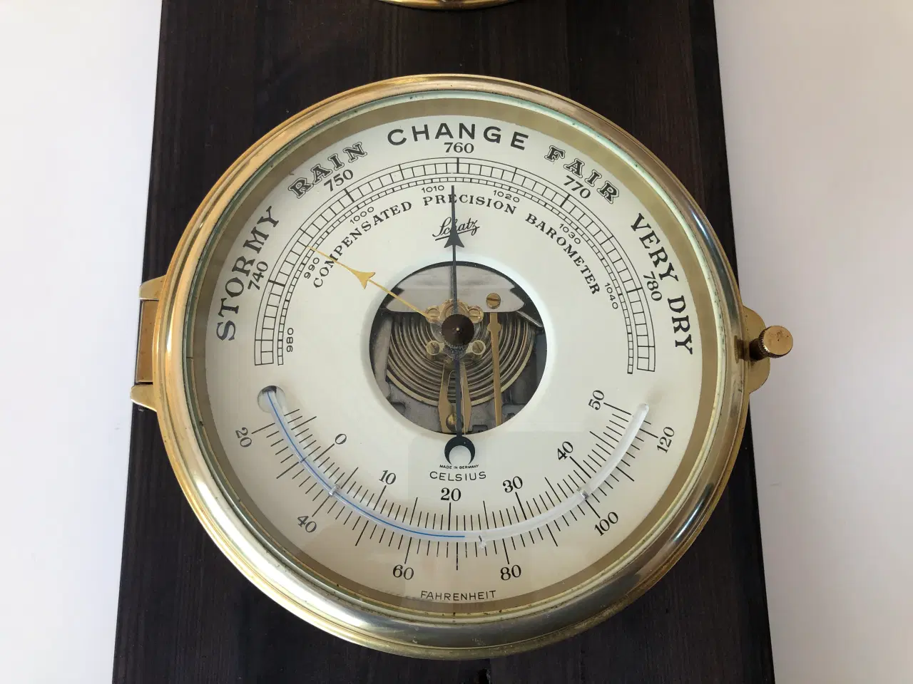 Billede 3 - Schatz skibsur og barometer på bejset plade