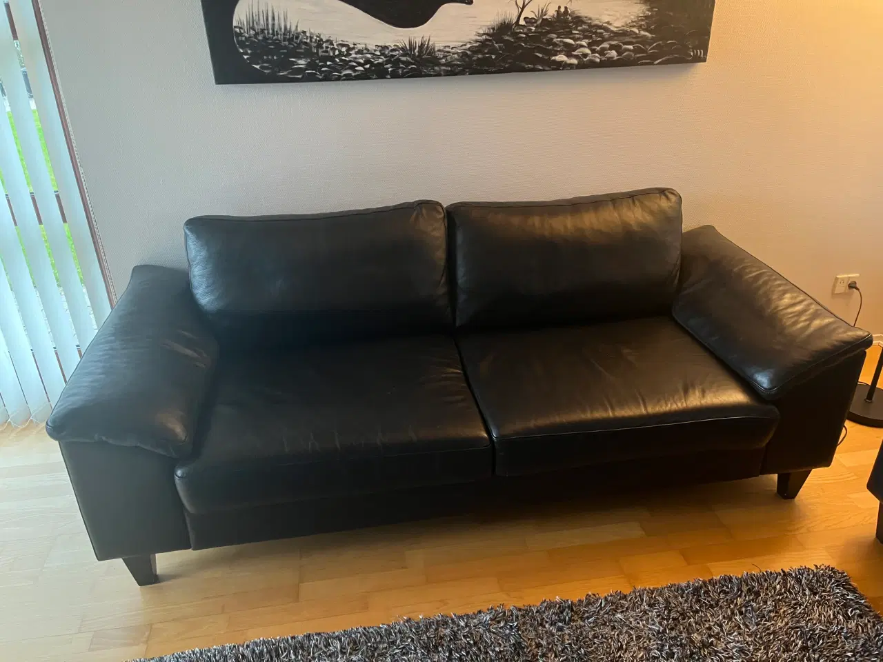 Billede 1 - Sort læder sofa