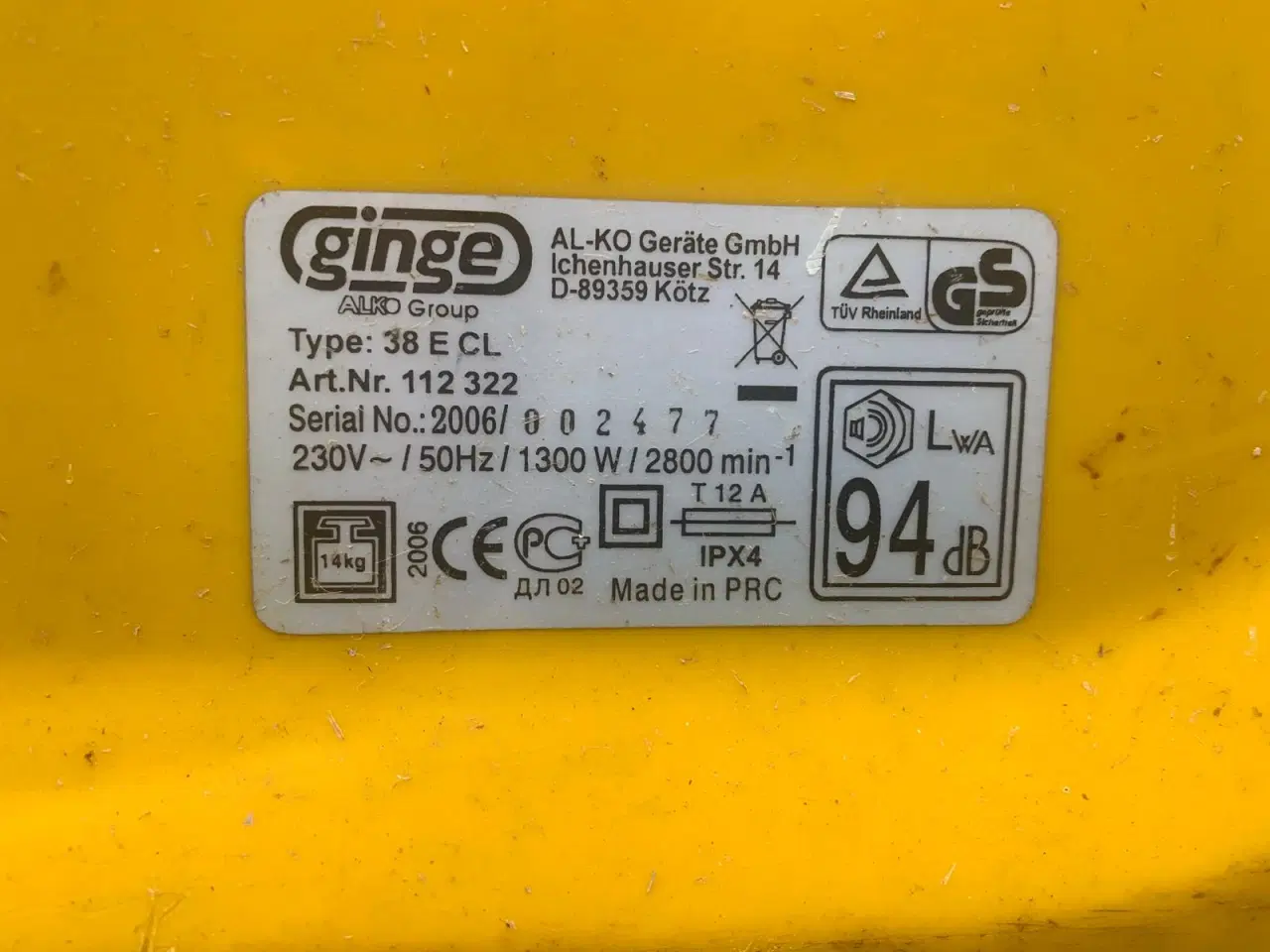 Billede 4 - AL-KO Ginge 38 E elektrisk græsslåmaskine.