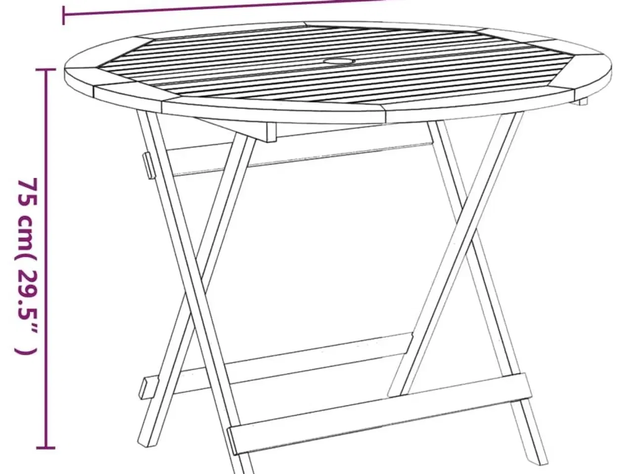 Billede 7 - Foldbart havebord Ø 90x75 cm massivt akacietræ