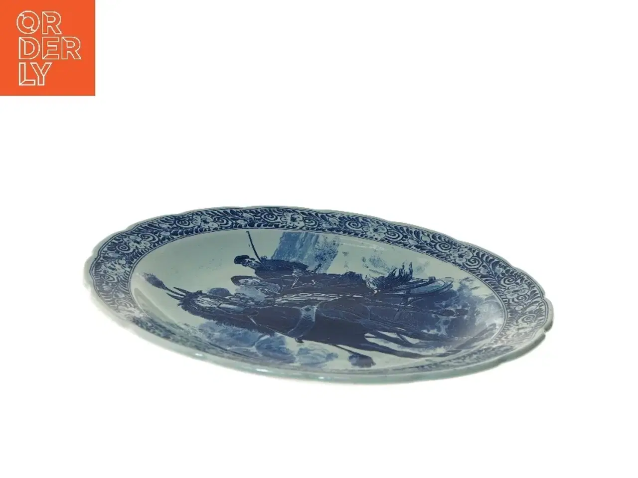 Billede 3 - Dekorativ tallerken med blåt motiv (str. Ø 40 cm)