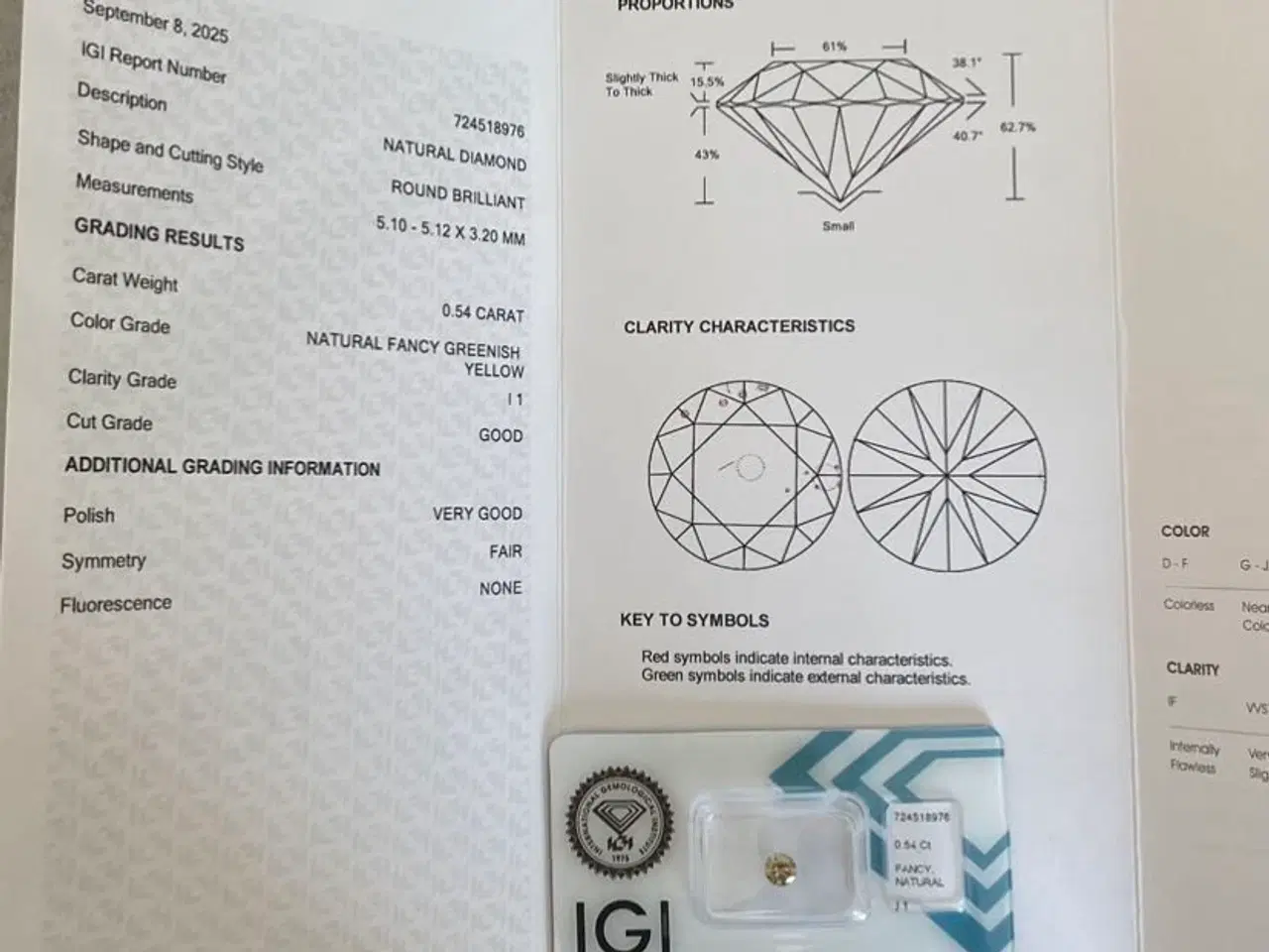 Billede 6 -  Ægte naturlig diamant - 0,54ct - med certifikat
