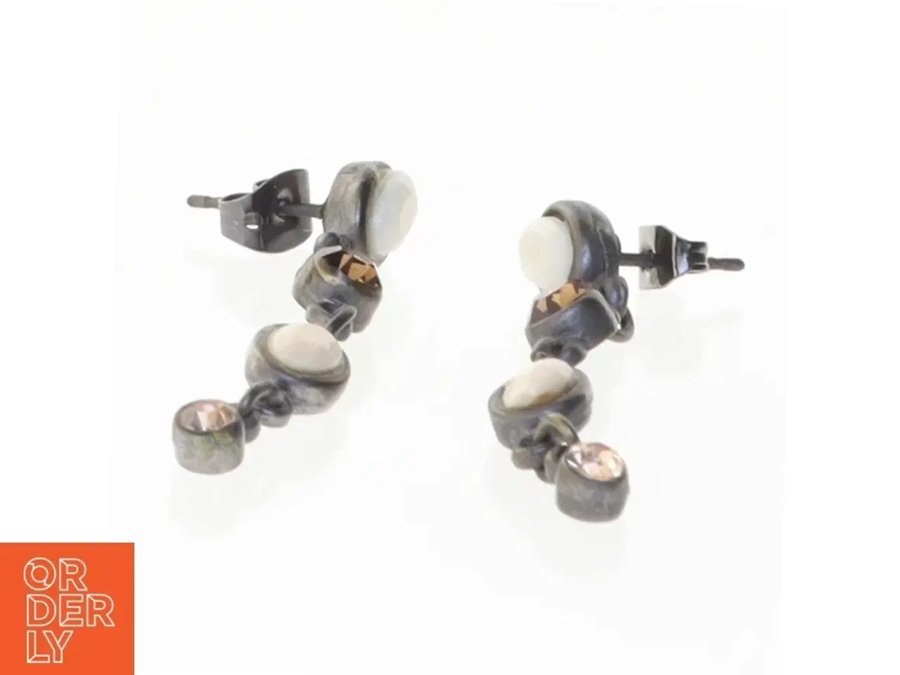 Billede 1 - Drop øreringe med sten (str. 4 cm)