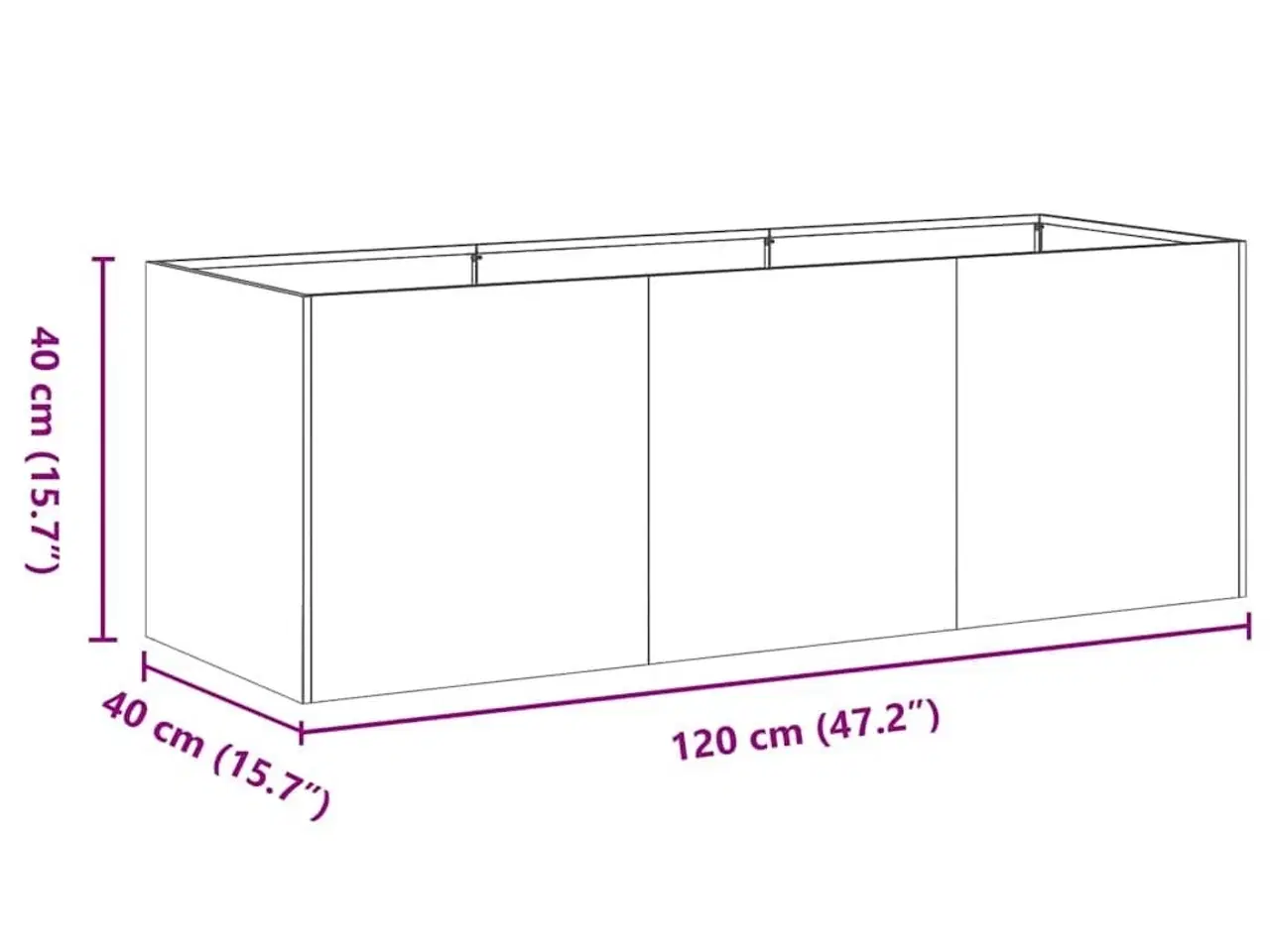Billede 9 - Plantekasse sort 120x40x40 cm koldvalset stål