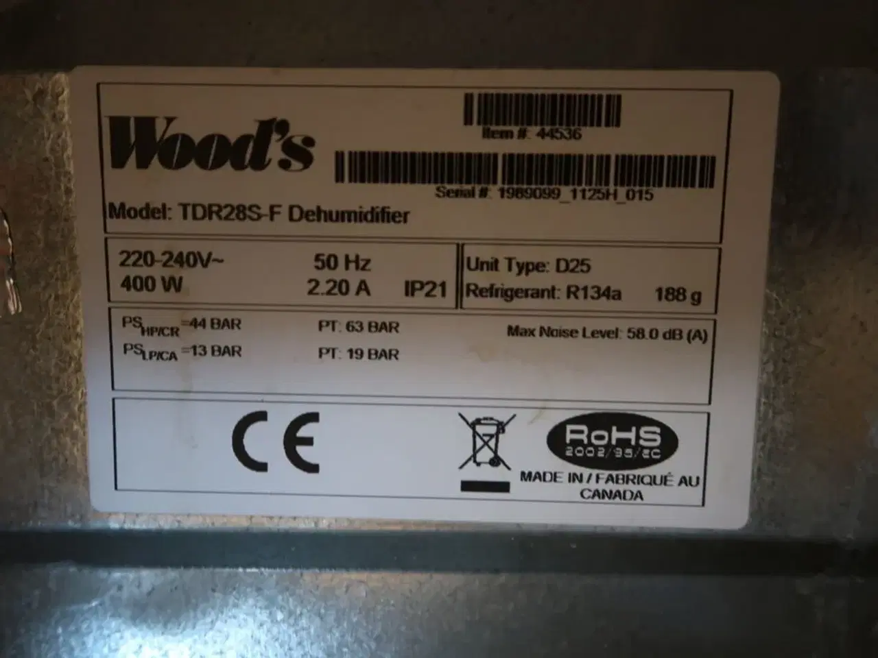 Billede 6 - Affugter WOOD'S TDR28S-F