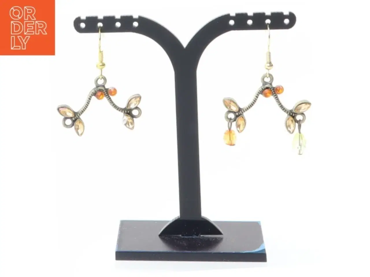 Billede 1 - Øreringe med gyldne detaljer og farvede sten (str. 3 cm)