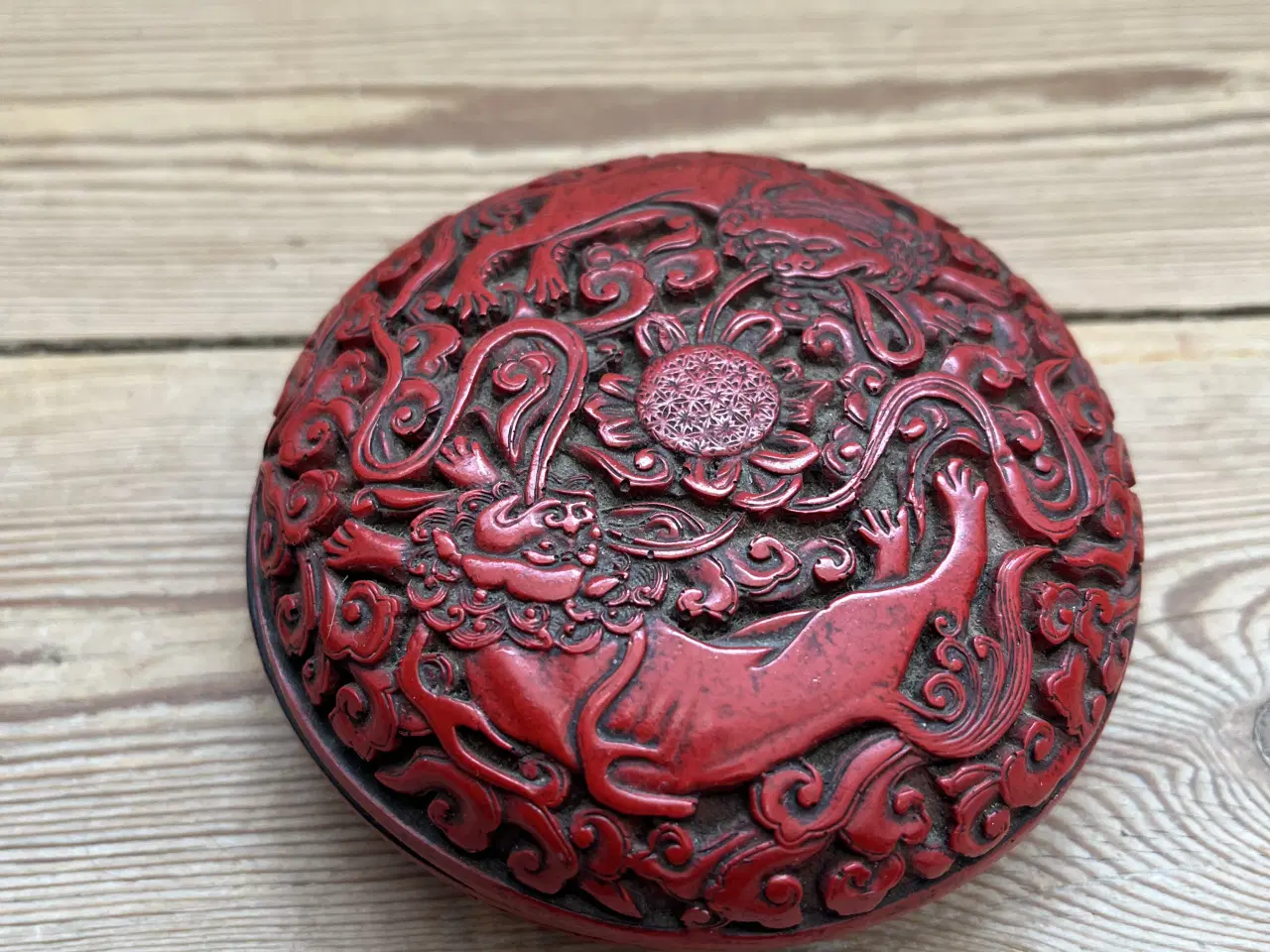 Billede 1 - Rødt kinesisk lak skrin