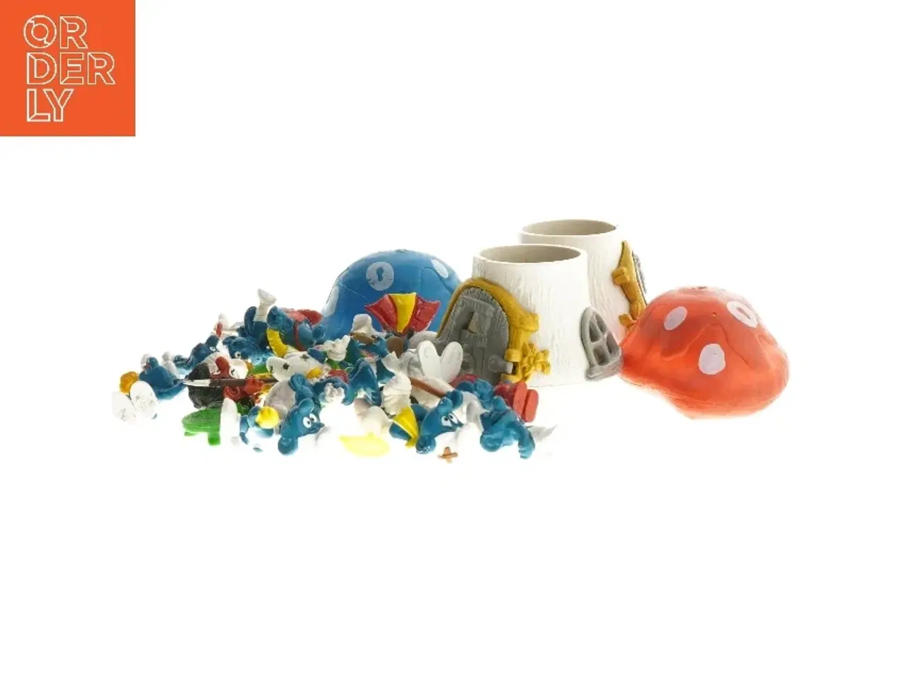 Billede 2 - Smølfe miniature figurer og svampehuse fra Smølfer (str. ca. 5 cm)