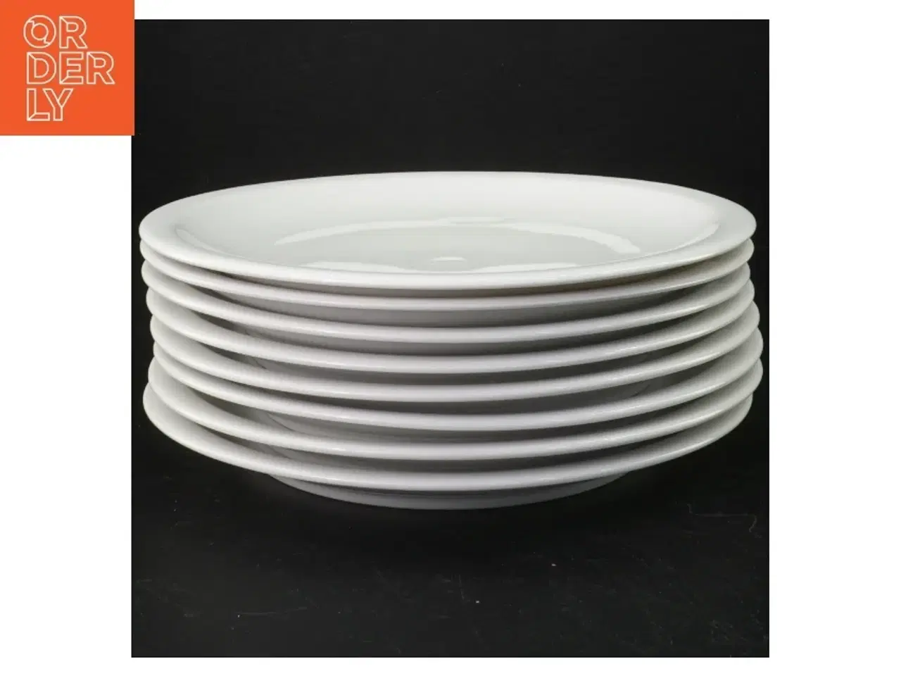 Billede 1 - 8 middagstallerkener, hvidt porcelæn (str. 23,5 cm)