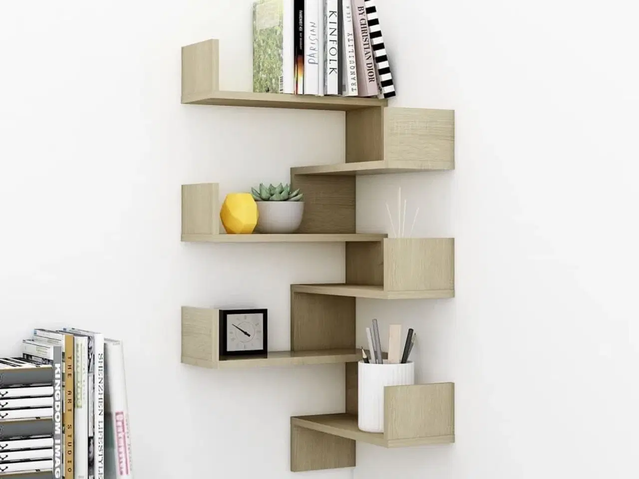 Billede 3 - Væghængte hjørnehylder 2 stk. 40x40x50 cm sonoma-eg