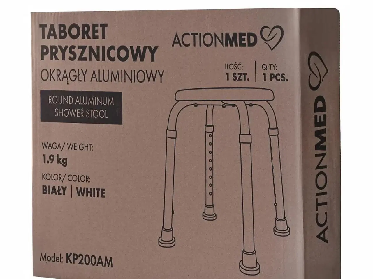 Billede 9 - Badestol rund – ActionMed, højdejusterbar med skridsikre fødder