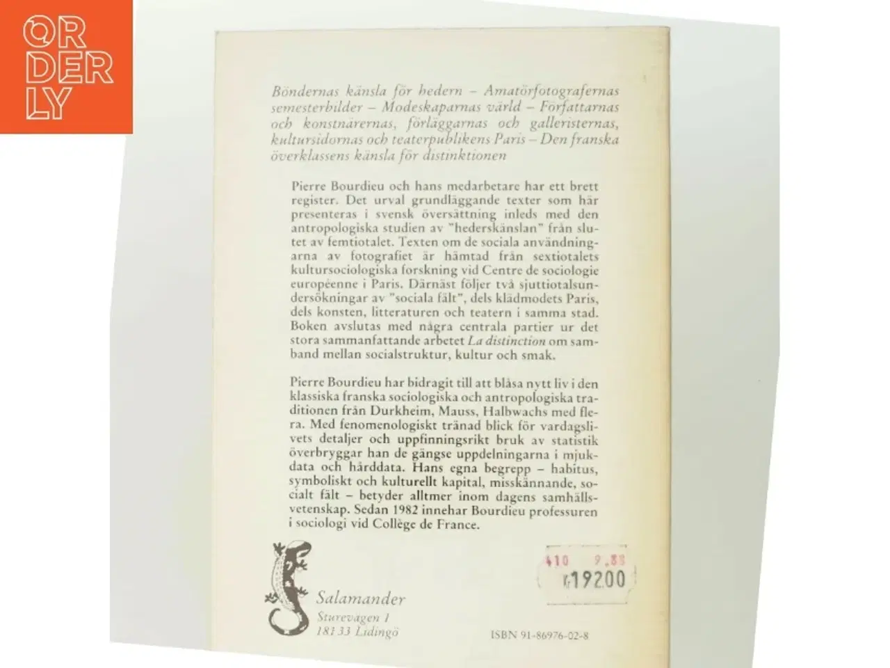 Billede 3 - Kultursociologiska texter af Pierre Bourdieu (Bog)