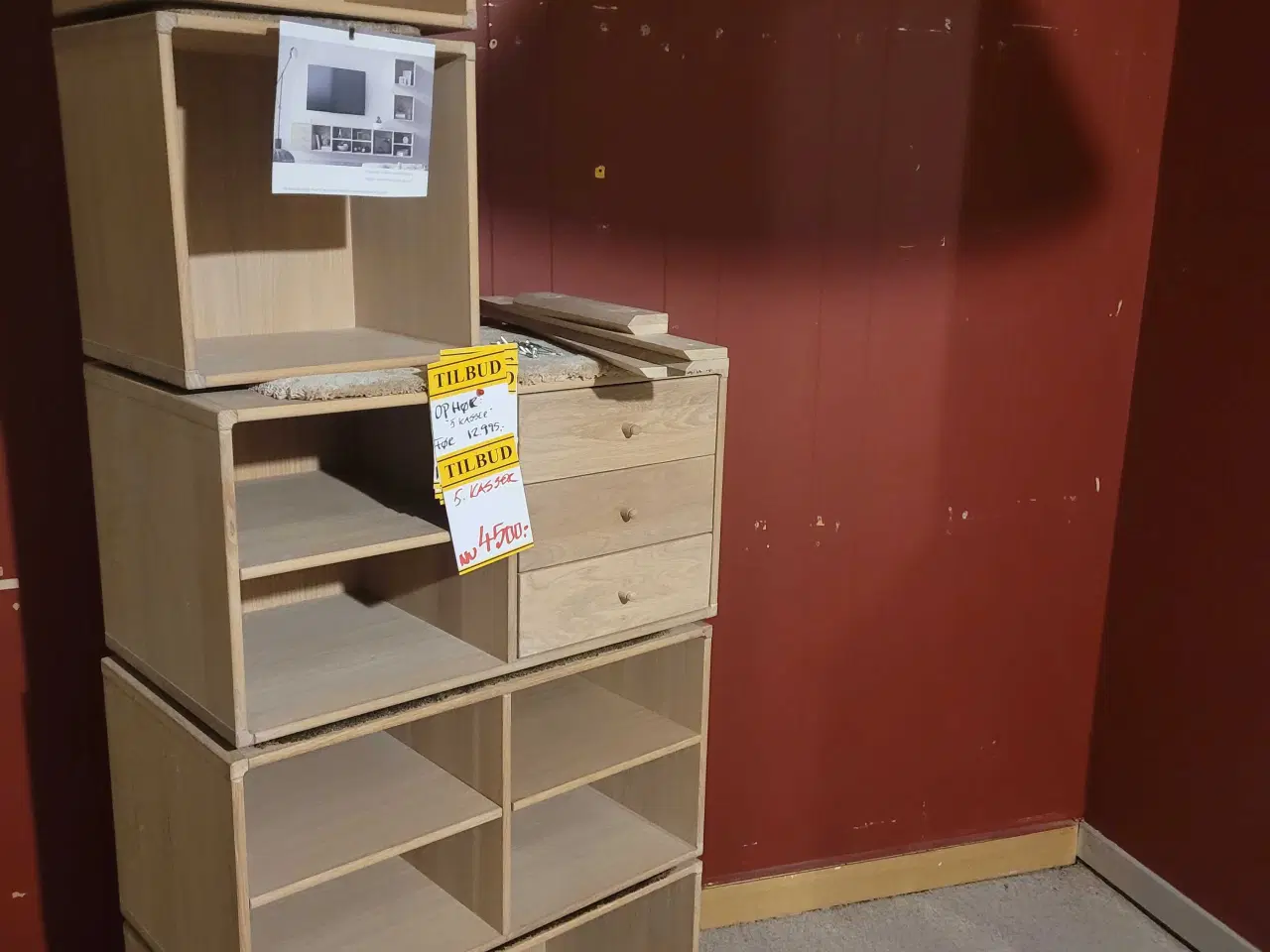 Billede 3 - NYE 5 stk "Rimme" Reolkasser med ophæng. EG