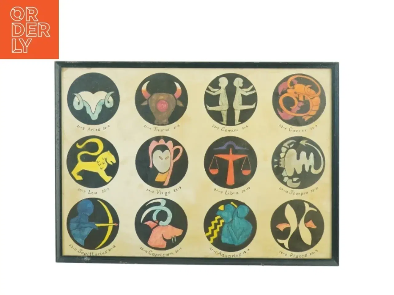 Billede 1 - Indrammet tegninger af stjernetegn af Flemming Hansen, 1958 (str. 44 x 32 cm)