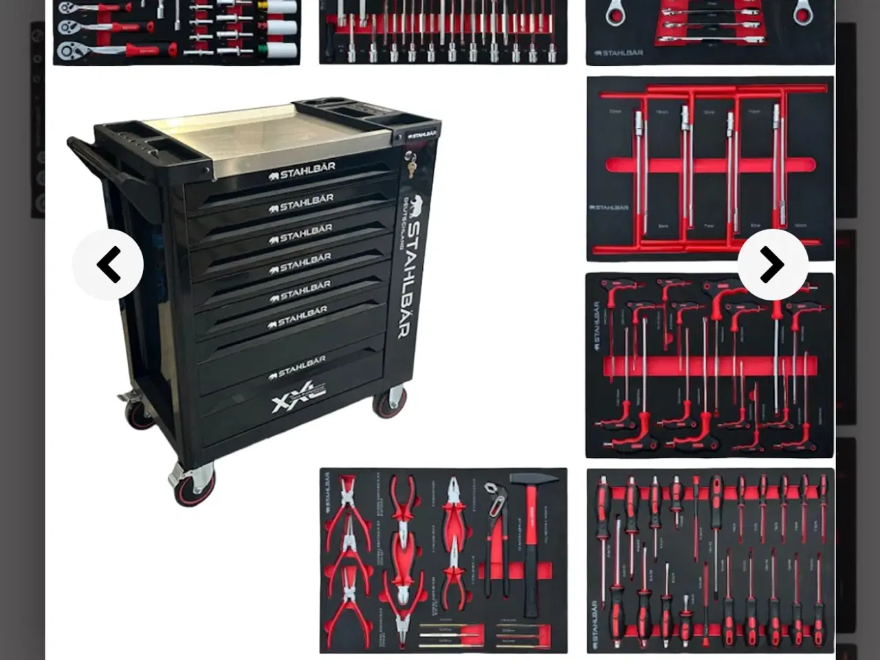 Billede 1 - Stahlbär værktøjsvogne med 7 fyldte skuffer sort