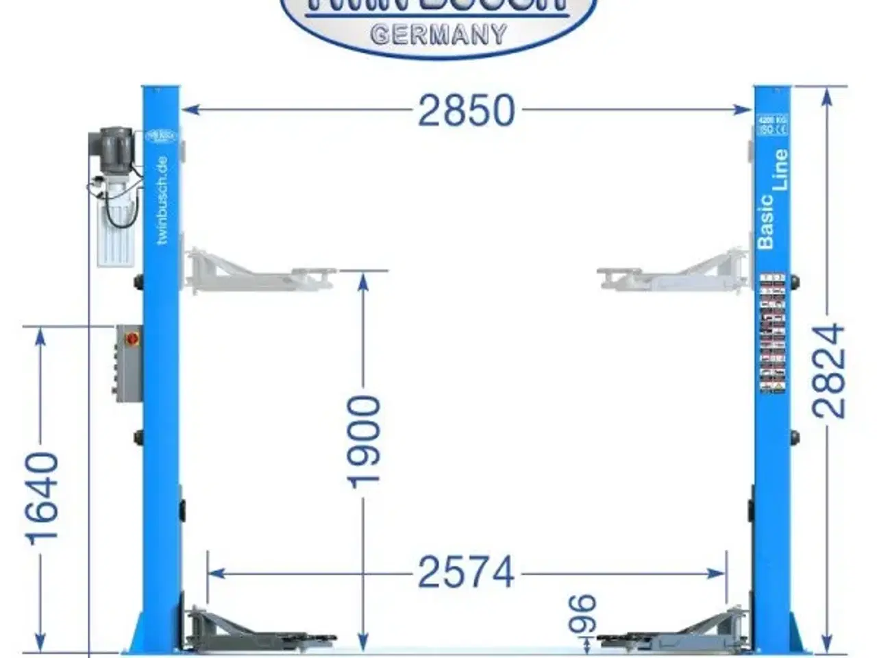 Billede 13 - Autolift 2 søjlet TW242E BASIC-LINE 4200 kg