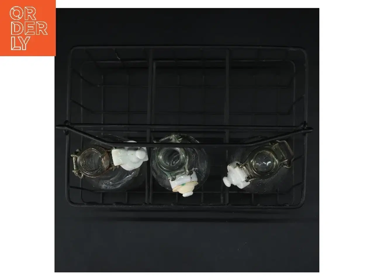 Billede 2 - Glasflasker med metalstativ (str. 24x16 cm)