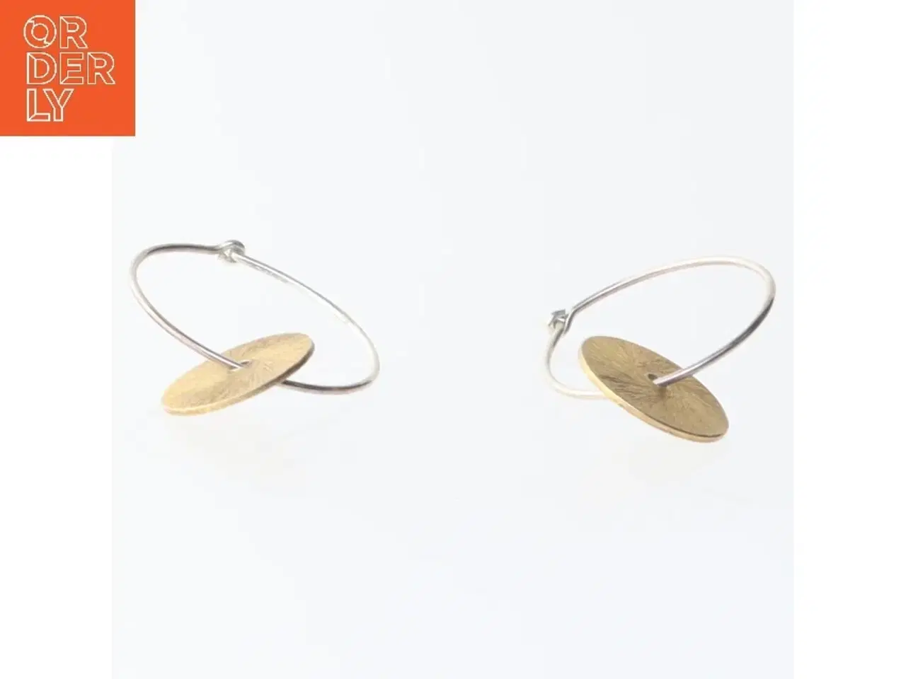 Billede 2 - Runde øreringe med gulddetaljer (str. Ø 2 cm)