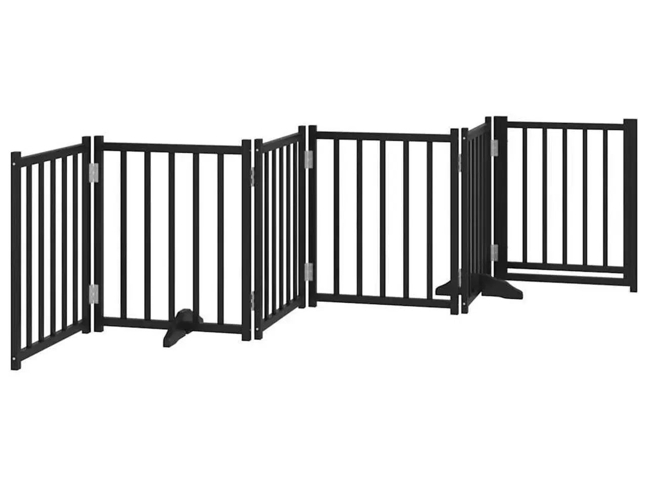 Billede 6 - Hundelåge m. dør 6 paneler 300 cm foldbar massivt gran sort