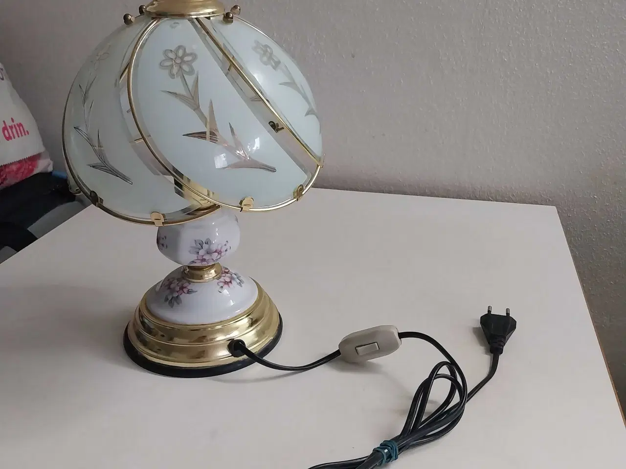 Billede 2 - Bordlampe glaslampe retro