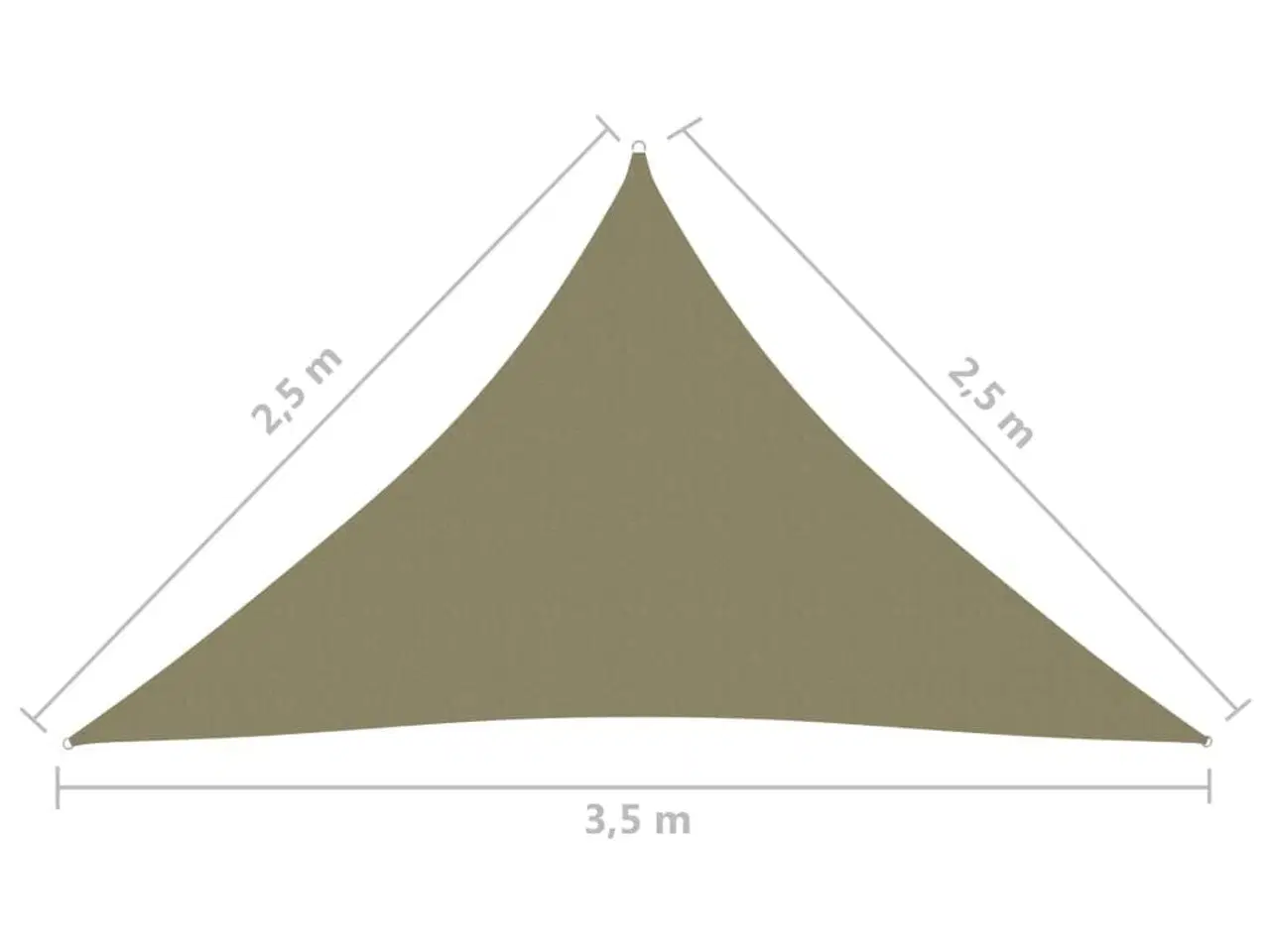 Billede 6 - Solsejl 2,5x2,5x3,5 m trekantet oxfordstof beige