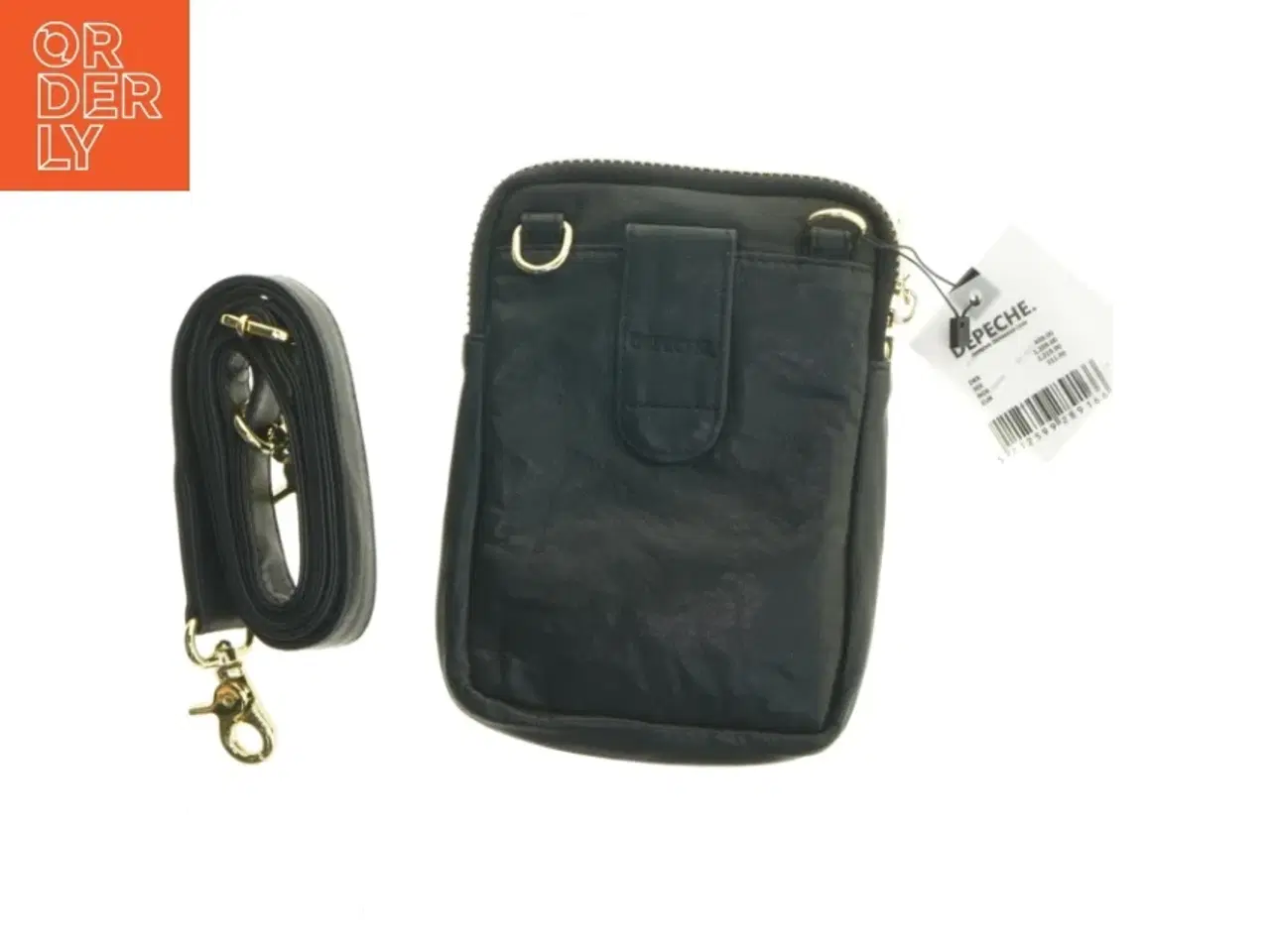 Billede 2 - Sort lædertaske med rem fra DEPECHE (str. 22x17 cm)